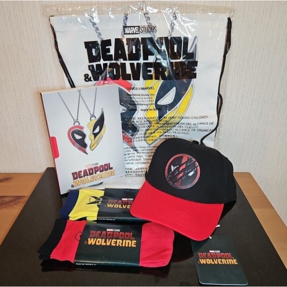 Deadpool Wolverine BFF Hat Sling Bag Socks Notebook Gift Bundle New Licensed